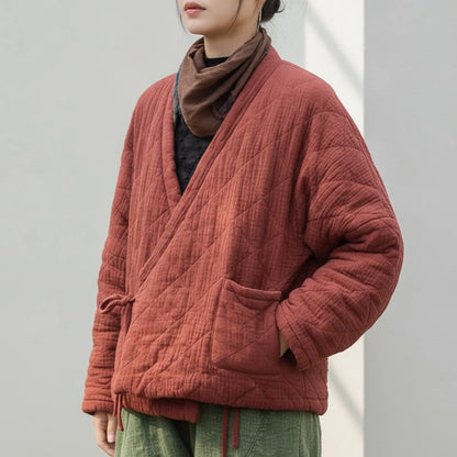 Veste Matelassée Vintage Coton Lin Femme