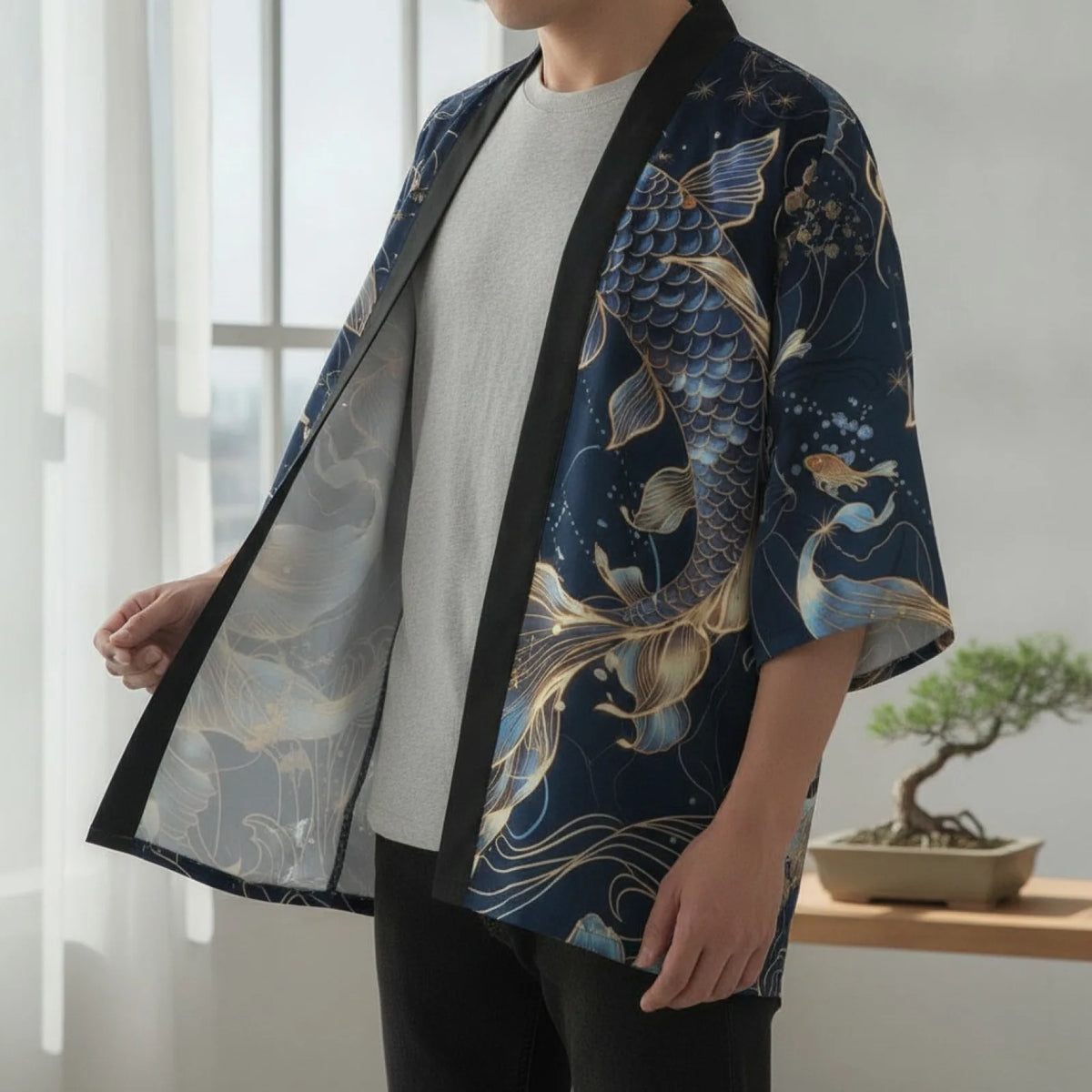 Haori Kimono Ukiyo-e Poissons Koi