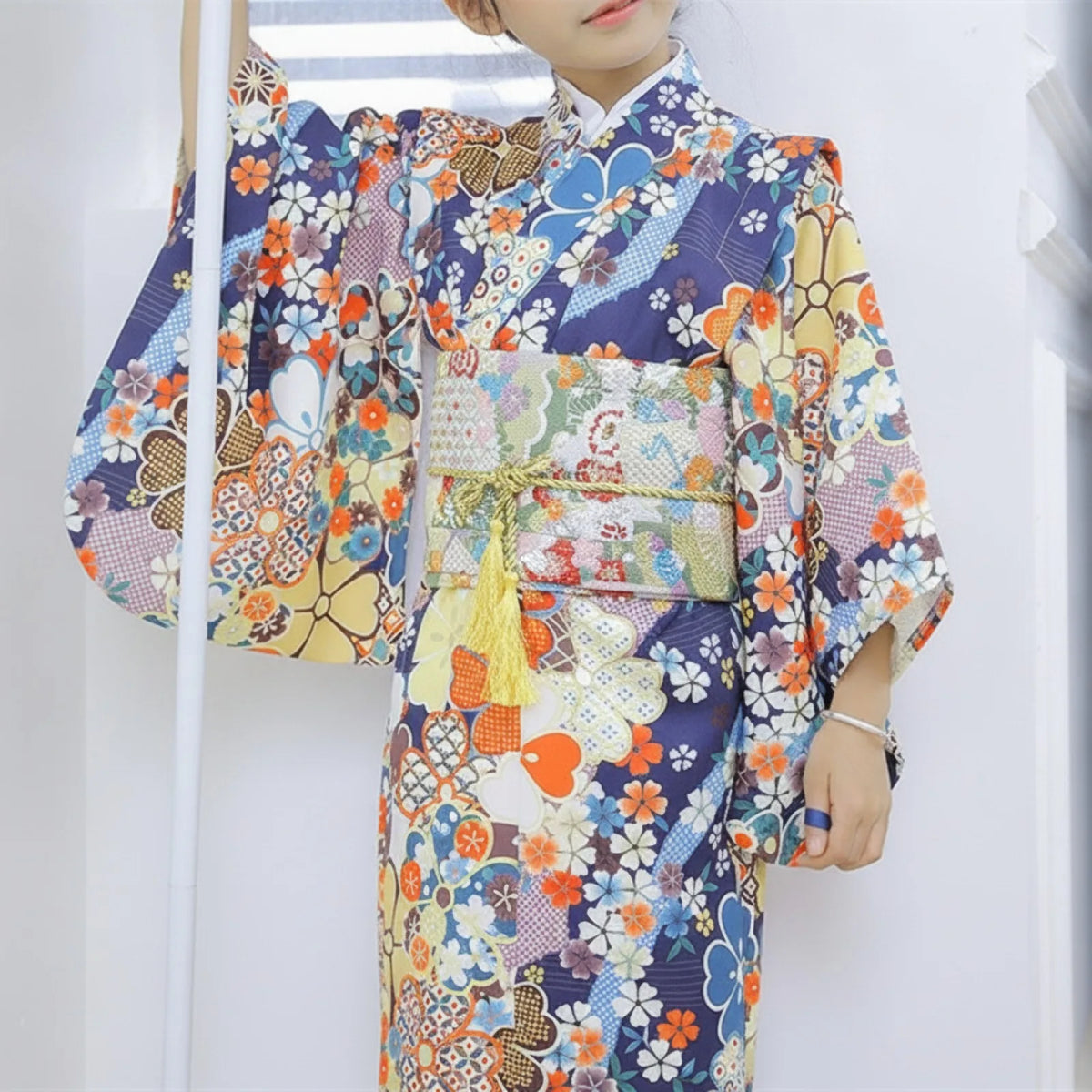 Robe d'été enfant Kimono fleurs de cerisier