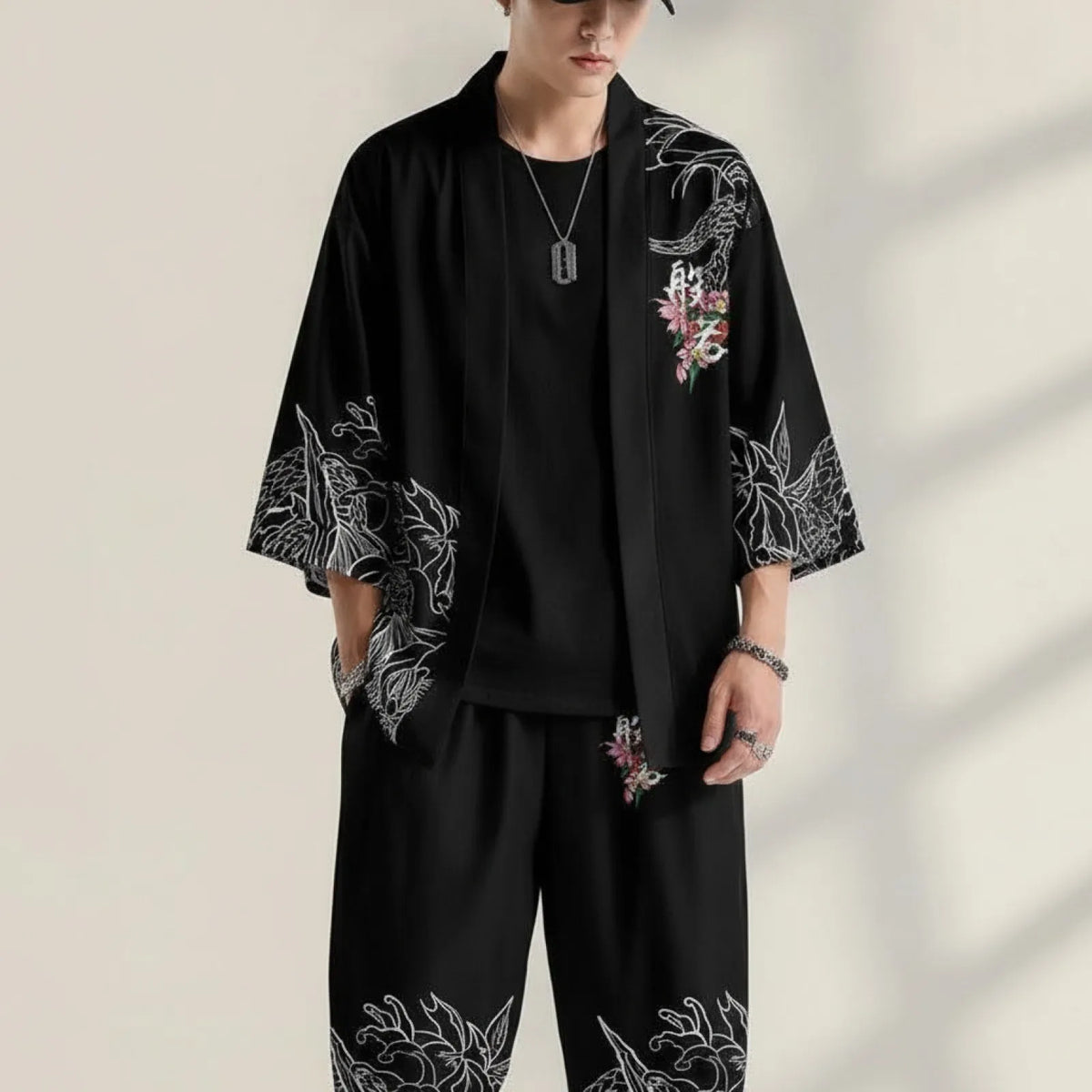 Ensemble Kimono Japonais Démon Haori & Pantalon