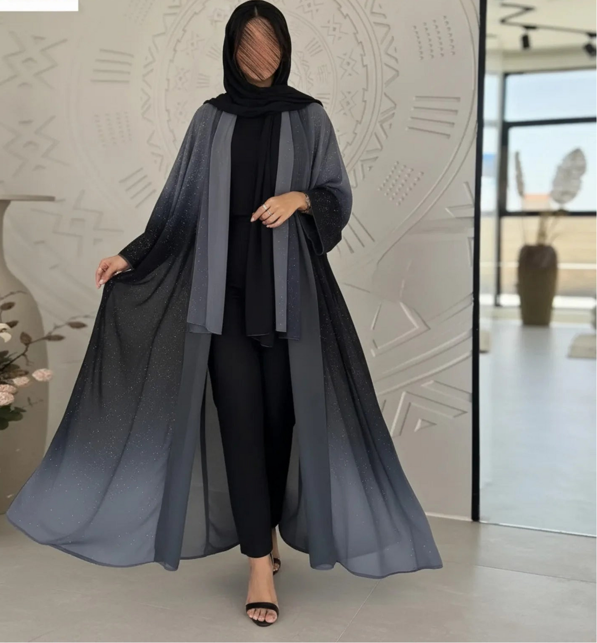Abaya Cardigan Long Scintillant Dubaï Chic