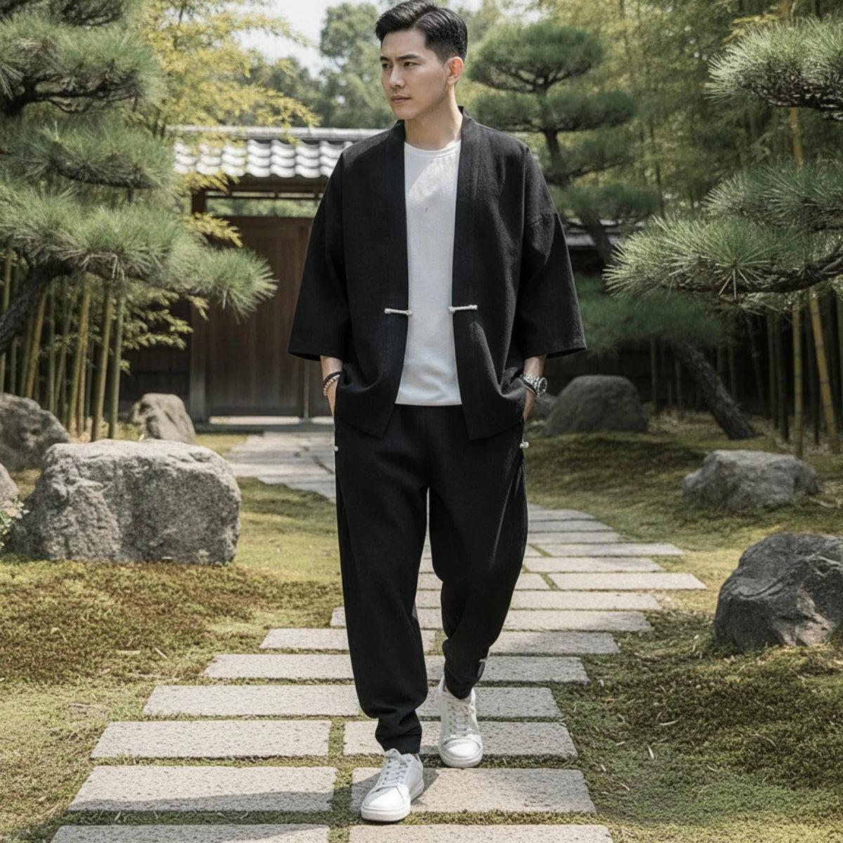 Kimono Haori Homme Rétro Style Tang