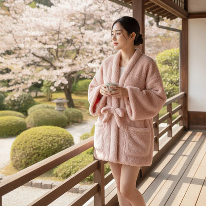 Veste Hanten Velours Corail - Style Japonais Authentique