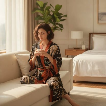 Robe Kimono Longue Soie Satinée Daiwor Kout