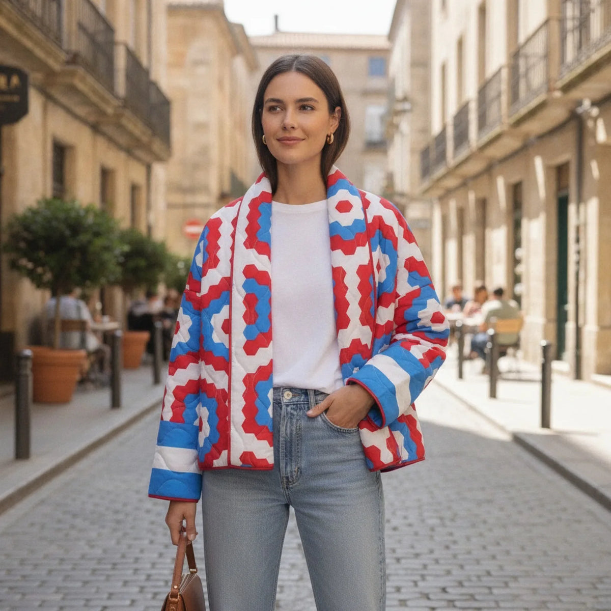 Veste Kimono Matelassée Imprimée Femme