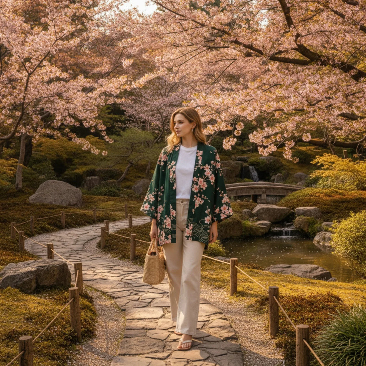 Kimono Japonais Vintage Bohème Floral Été