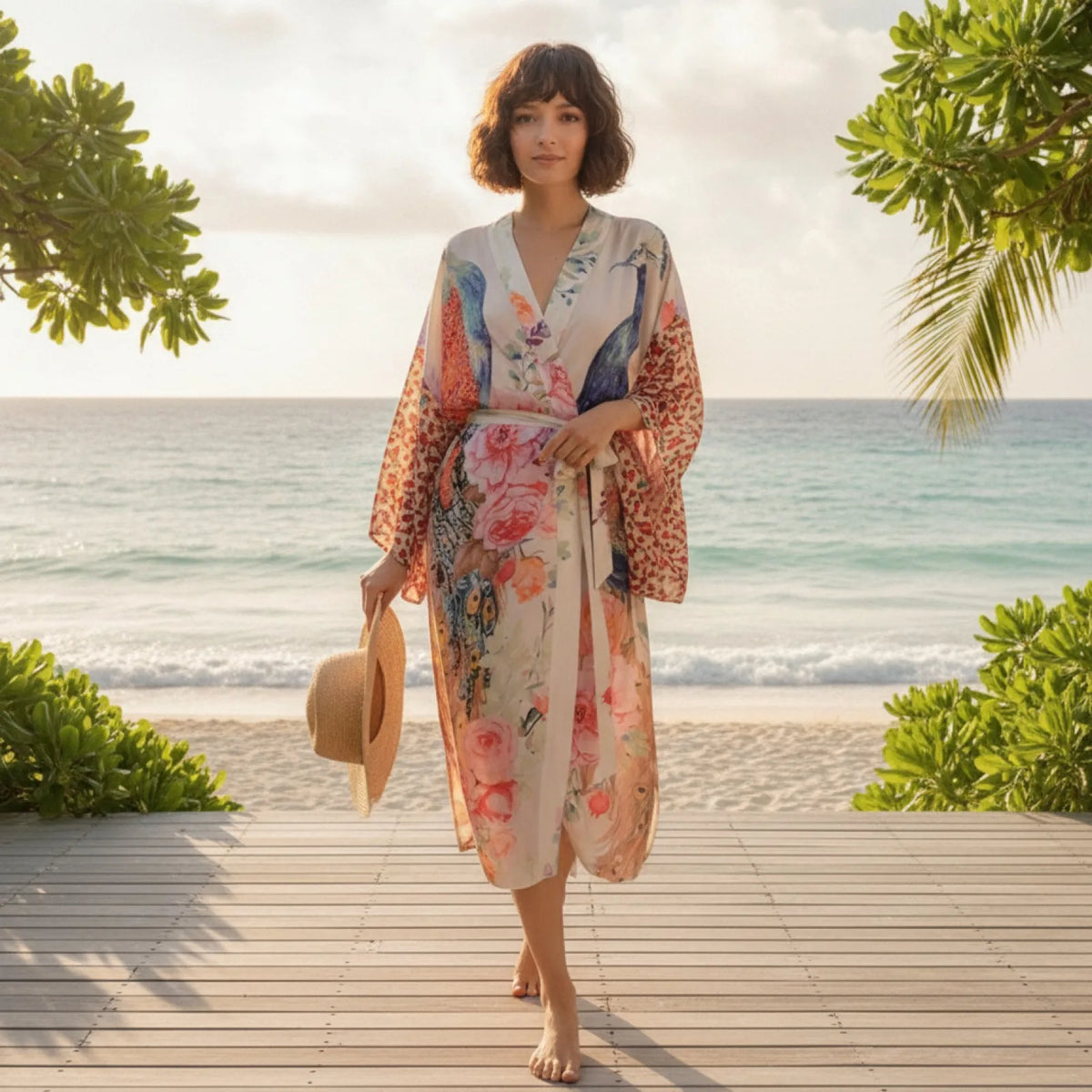 Kimono Plage Paon Bohème Chic