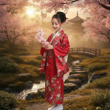 Kimono Fille Sakura - Style Japonais Fleuri