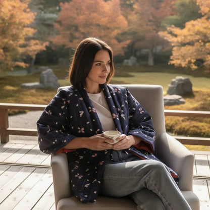 Hanten : Veste d'inspiration japonaise matelassée en coton