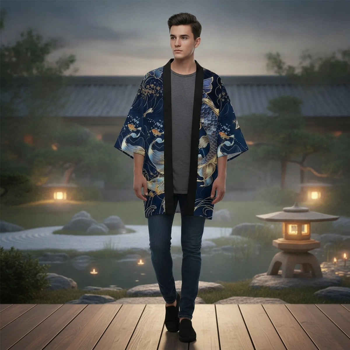 Haori Kimono Ukiyo-e Poissons Koi