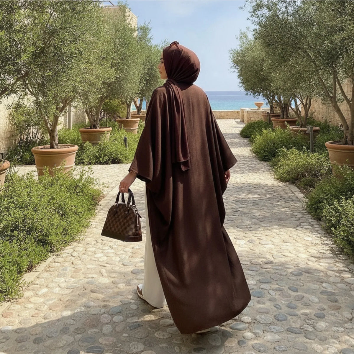 Kimono Chauve-Souris Coton Lin Style Abaya Dubaï