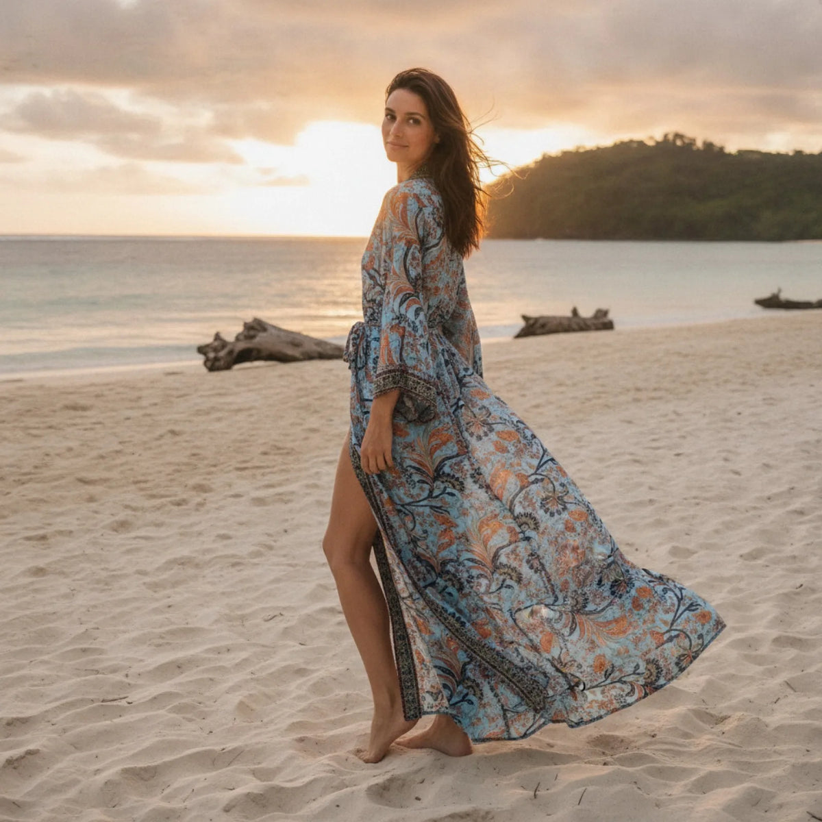 Kimono Long Bohème Rayonne Léger