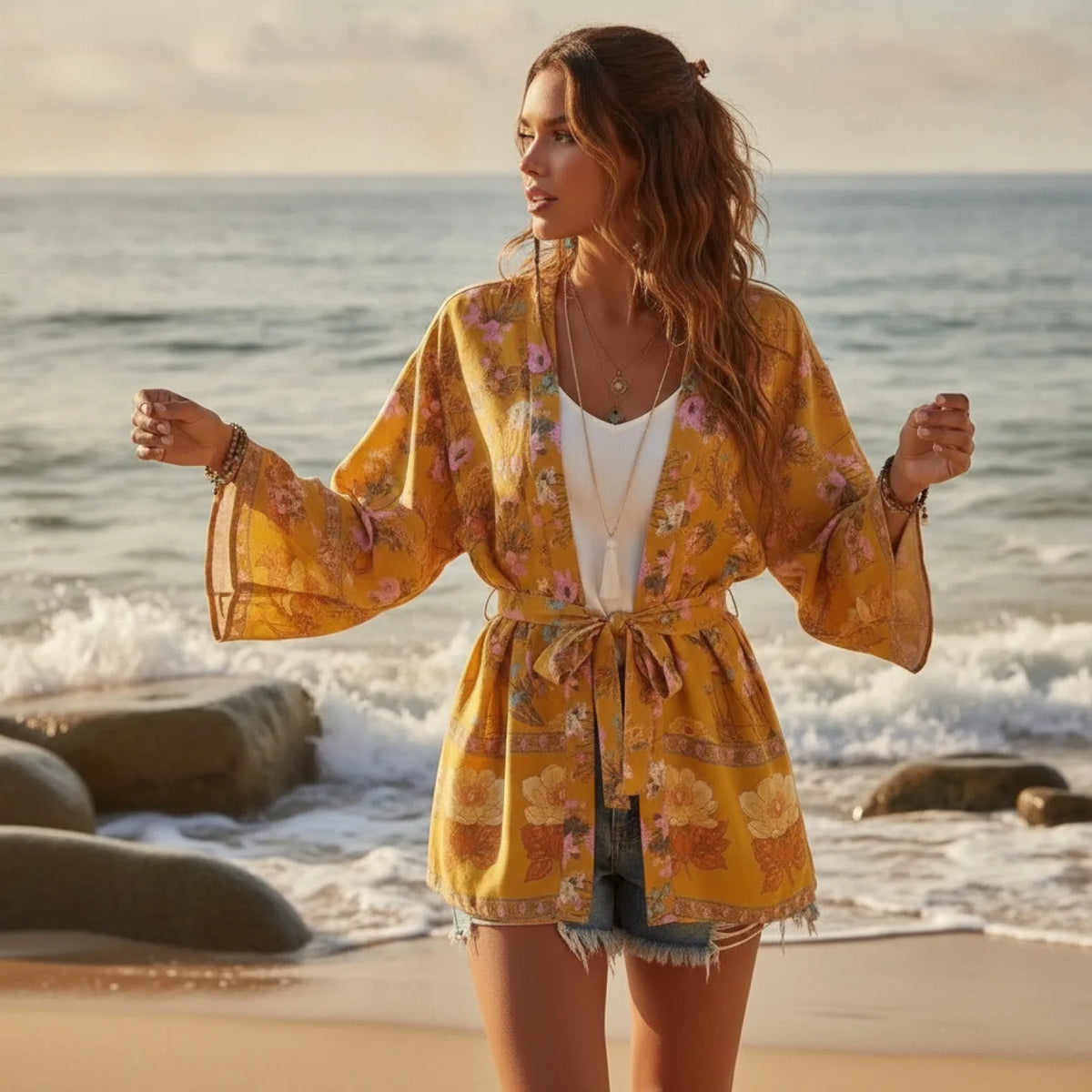 Robe Kimono Florale Bohème