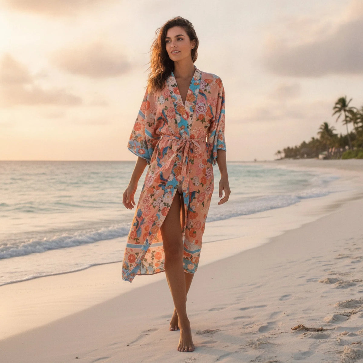 Kimono Bohème Chic Rayonne Floral Femme