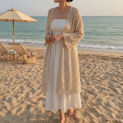Kimono Cardigan Bohème Dentelle Crochetée