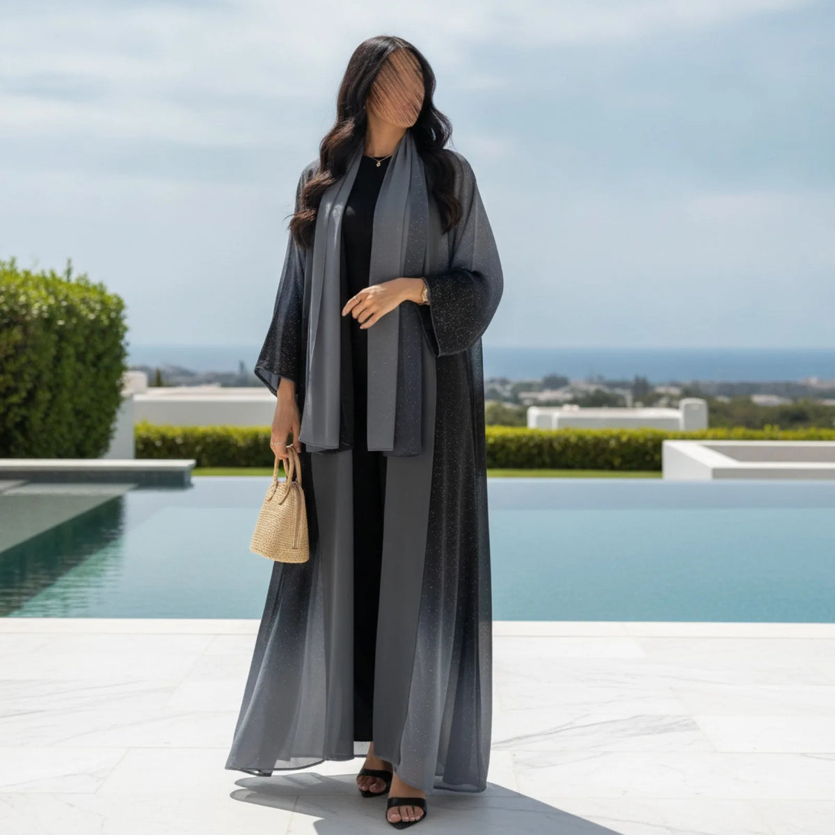 Abaya Cardigan Long Scintillant Dubaï Chic