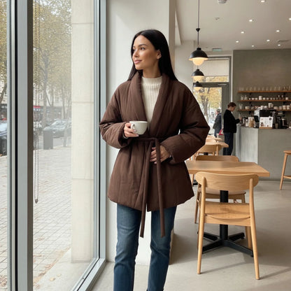 Veste Kimono Matelassée Coton Confort Hiver