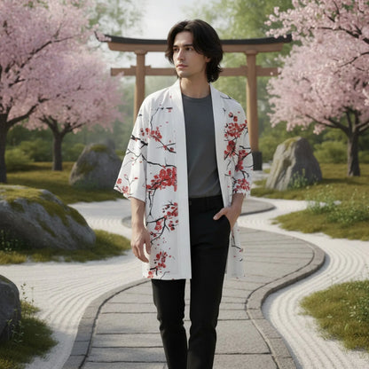 Kimono Fleur de Prunier Harajuku Unisexe