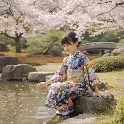 Robe d'été enfant Kimono fleurs de cerisier