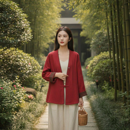 Blouse Kimono Rouge Coton Chic