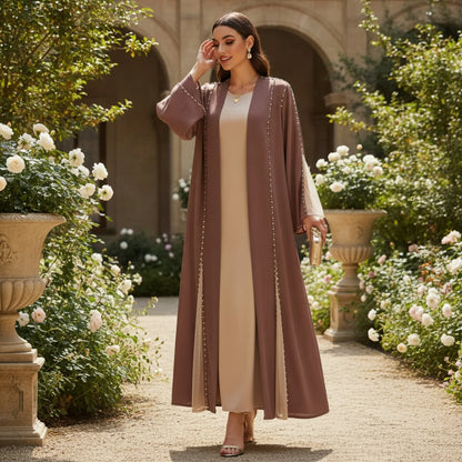 Abaya Kimono Cardigan Strass Coffee