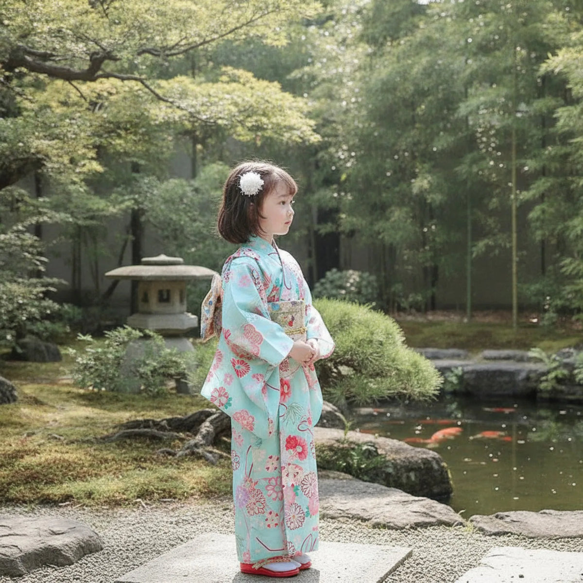 Kimono Yukata Fille Imprimé Floral Rétro