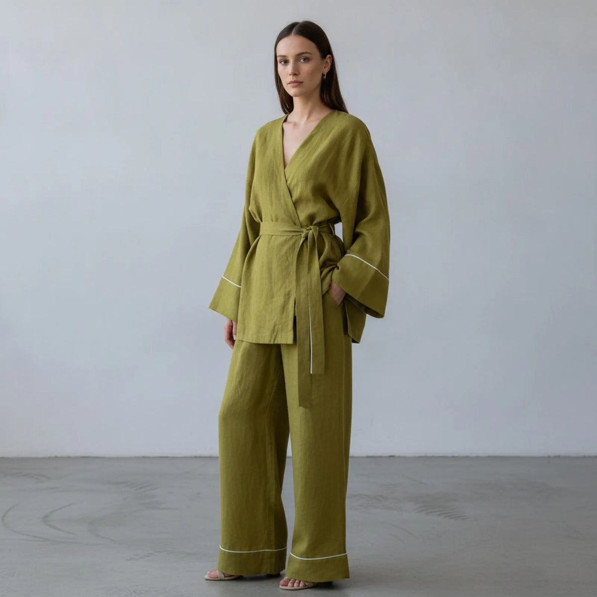 Ensemble Kimono & Pantalon Large en Lin