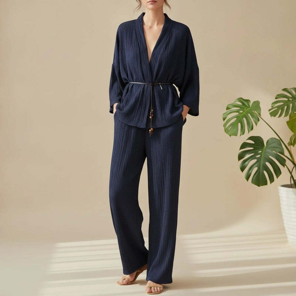 Ensemble 2 pièces kimono & pantalon plissé AACHOAE