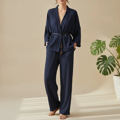 Ensemble 2 pièces kimono & pantalon plissé AACHOAE