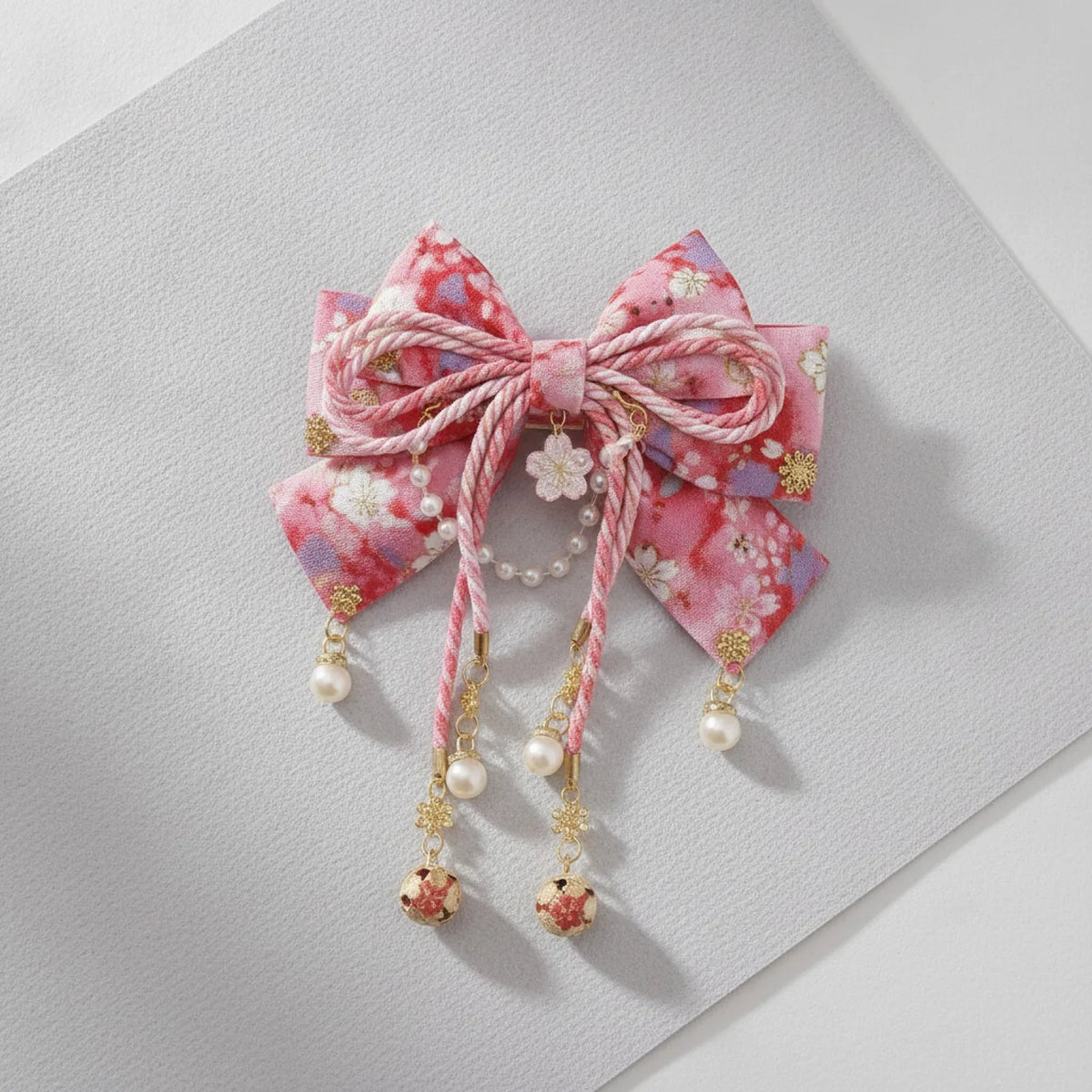 Épingle à Cheveux Pompon Rouge Style Japonais Sakura