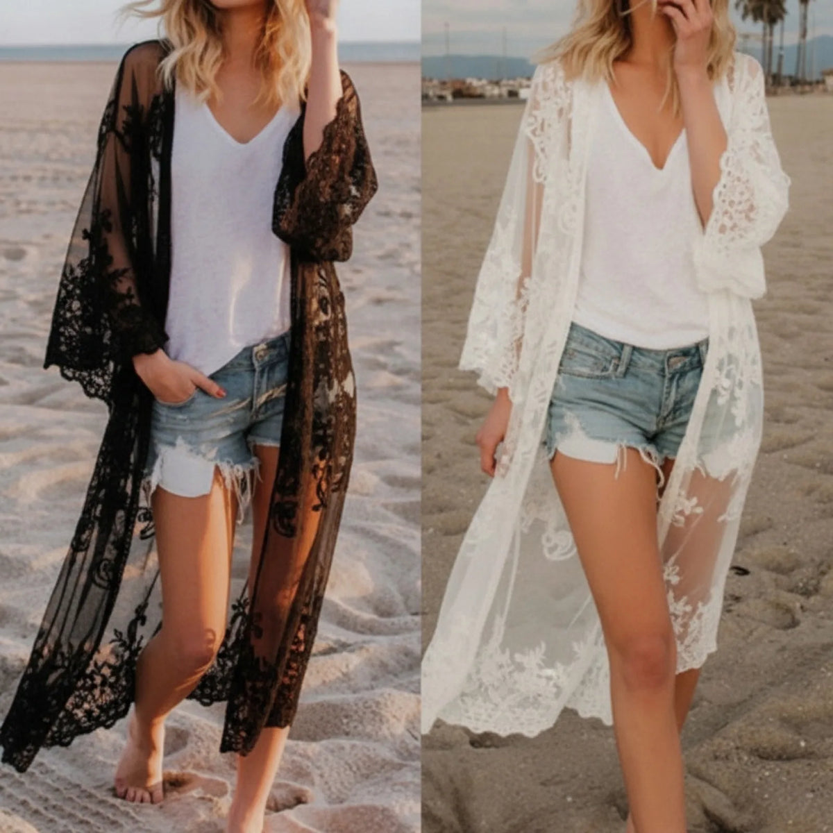 Kimono Bohème Mousseline & Dentelle