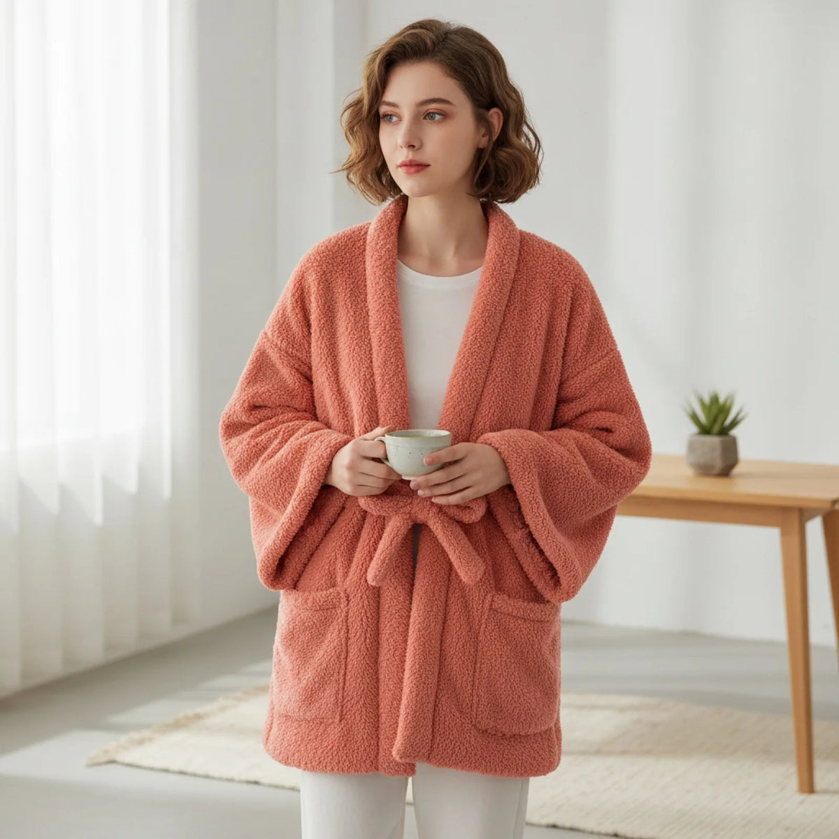 Veste Hanten Velours Corail - Style Japonais Authentique