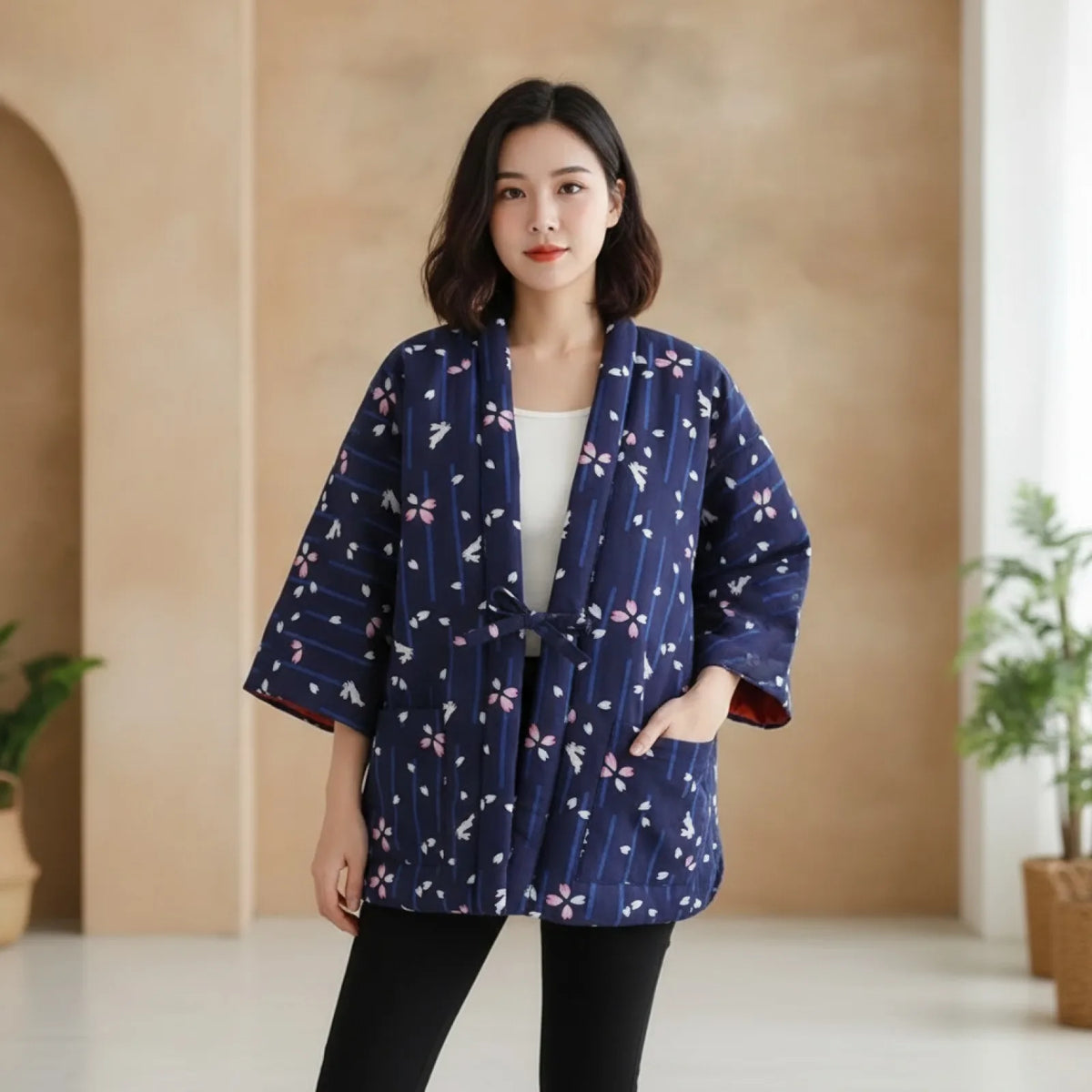 Hanten : Veste d'inspiration japonaise matelassée en coton