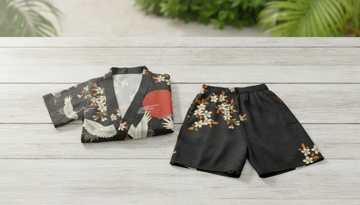 Ensemble Kimono Haori & Short Enfant Style Japonais