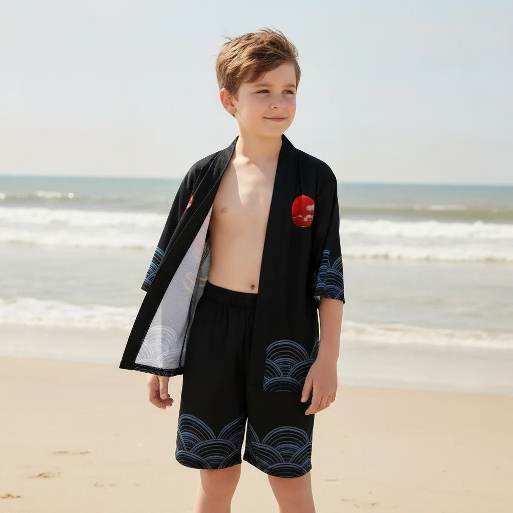 Ensemble Kimono Haori & Short Enfant Style Japonais