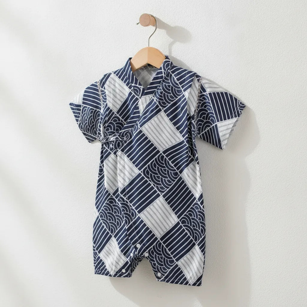 Kimono Bébé Fille Fleur - Barboteuse Style Japonais