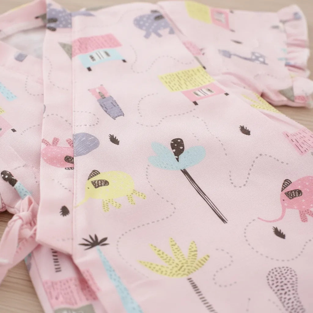 Kimono Bébé Fille Fleur - Barboteuse Style Japonais