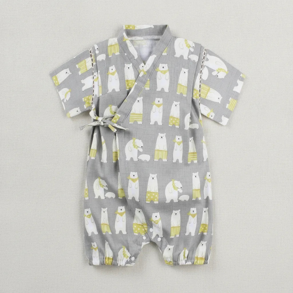 Kimono Bébé Fille Fleur - Barboteuse Style Japonais