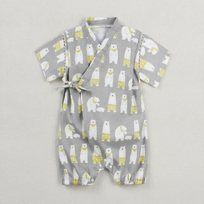 Kimono Bébé Fille Fleur - Barboteuse Style Japonais