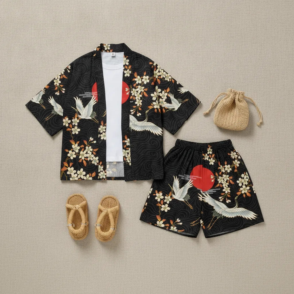 Ensemble Kimono Haori & Short Enfant Style Japonais