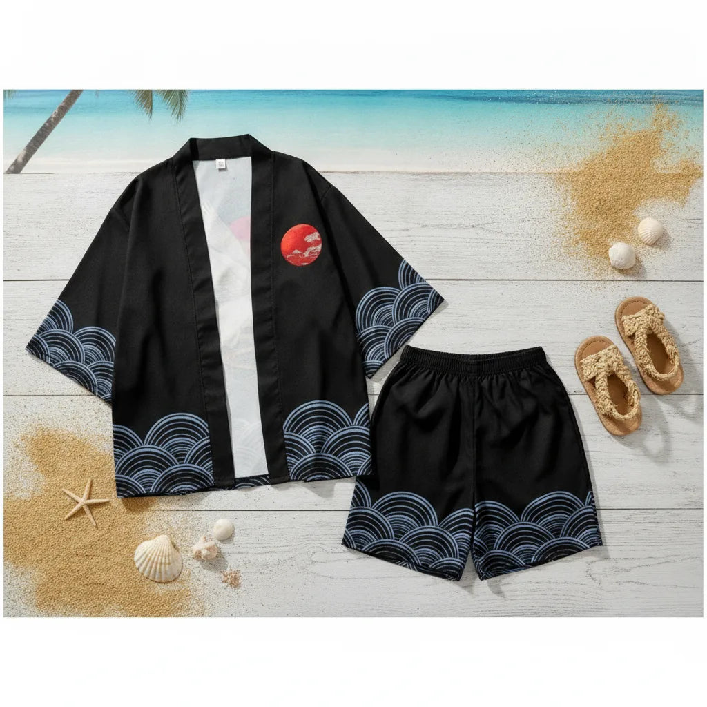 Ensemble Kimono Haori & Short Enfant Style Japonais