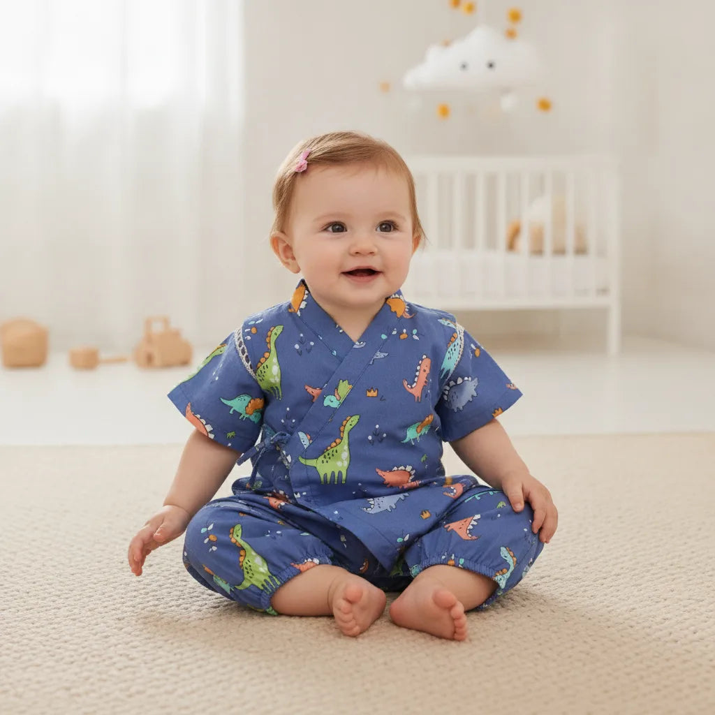 Kimono Bébé Fille Fleur - Barboteuse Style Japonais
