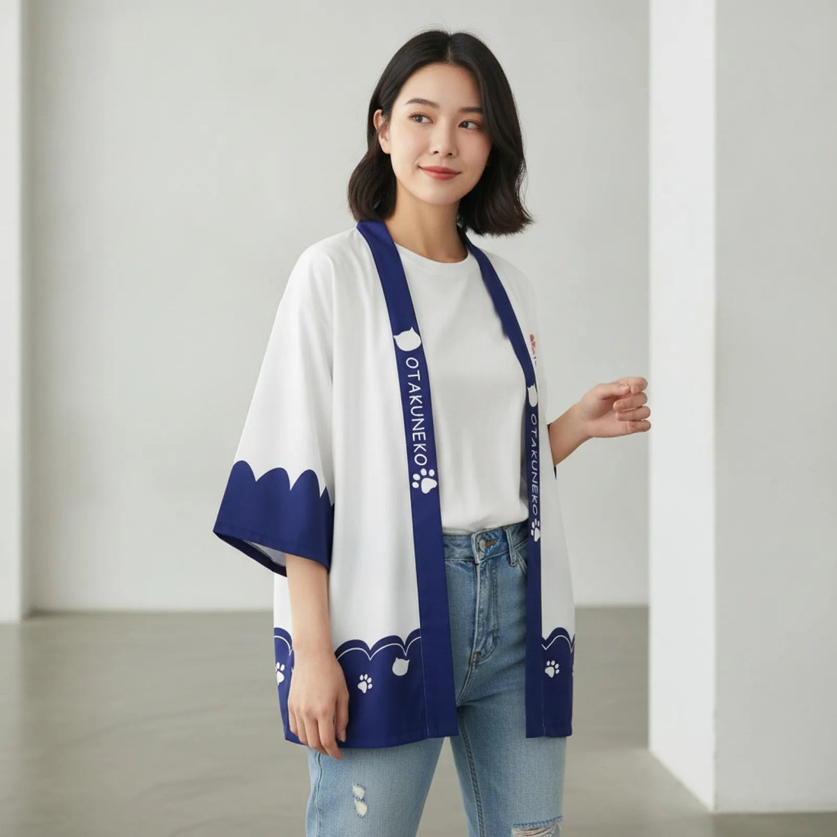 Cardigan Kimono Été Chat Chanceux Style Japonais