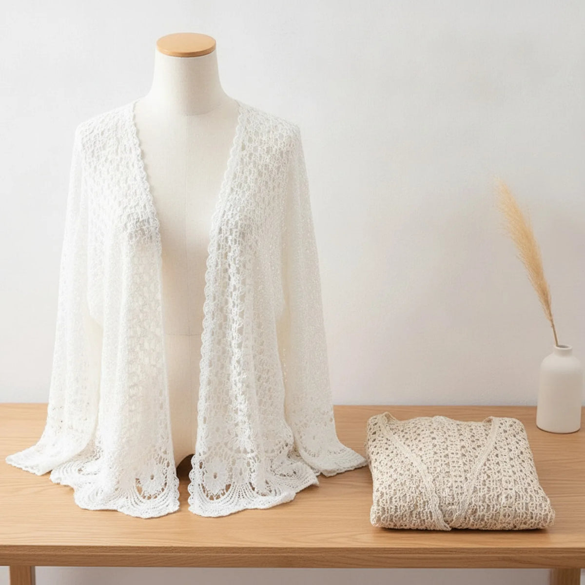 Kimono Cardigan Bohème Dentelle Crochetée