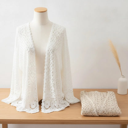 Kimono Cardigan Bohème Dentelle Crochetée