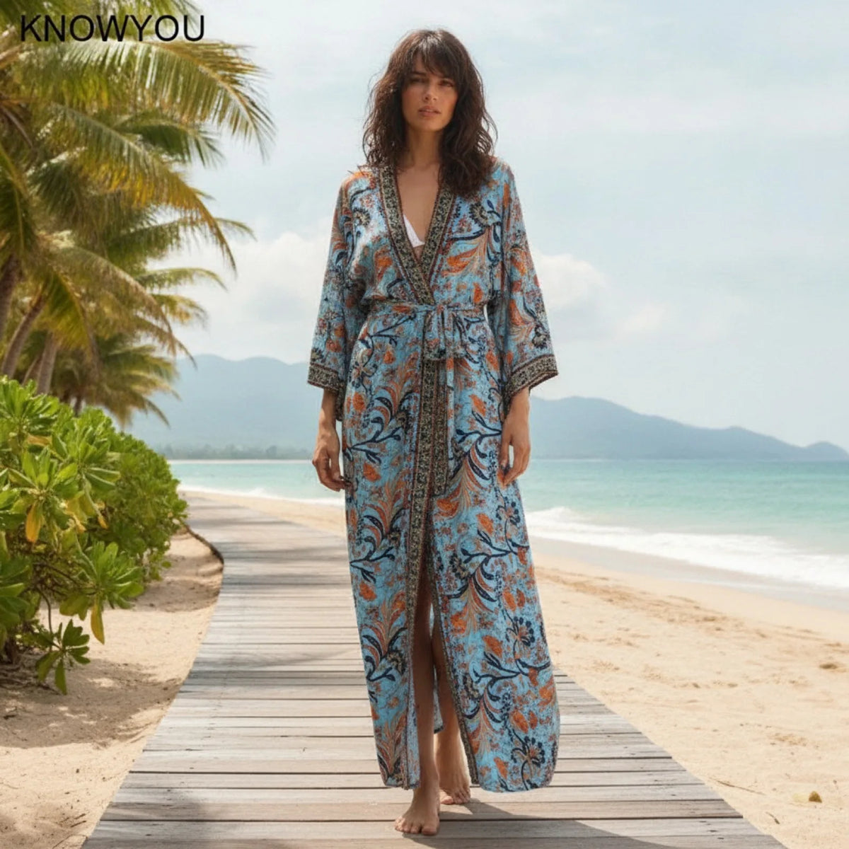 Kimono Long Bohème Rayonne Léger