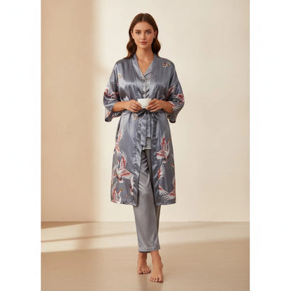 Robe Kimono Soie Florale Courte