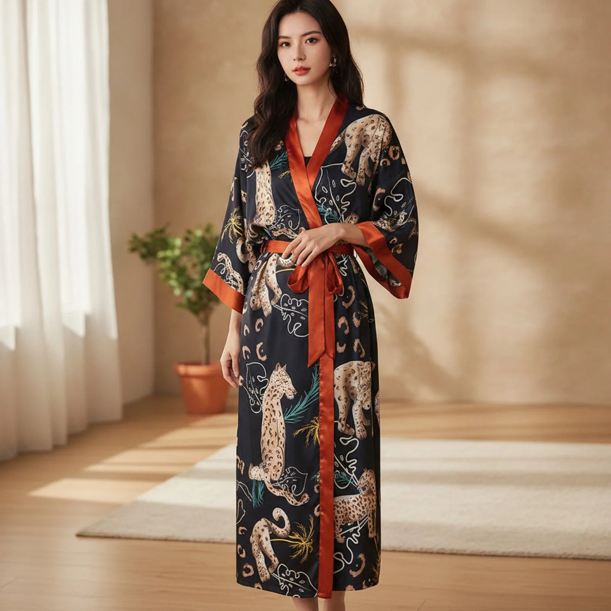 Robe Kimono Longue Soie Satinée Daiwor Kout