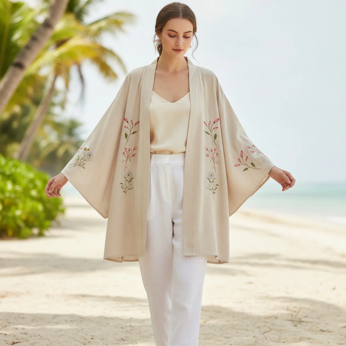 Robe Kimono Bohème Fleurie & Abeilles