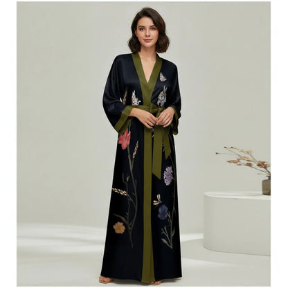 Robe Longue Kimono Imprimé Floral Bohème Chic